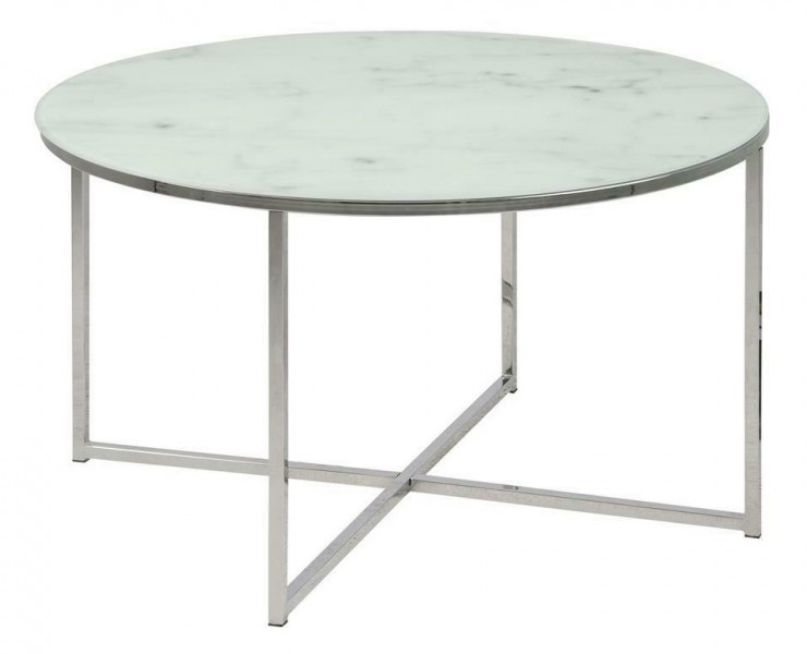 Okrągły stolik kawowy ze szklanym blatem Alisma srebrny