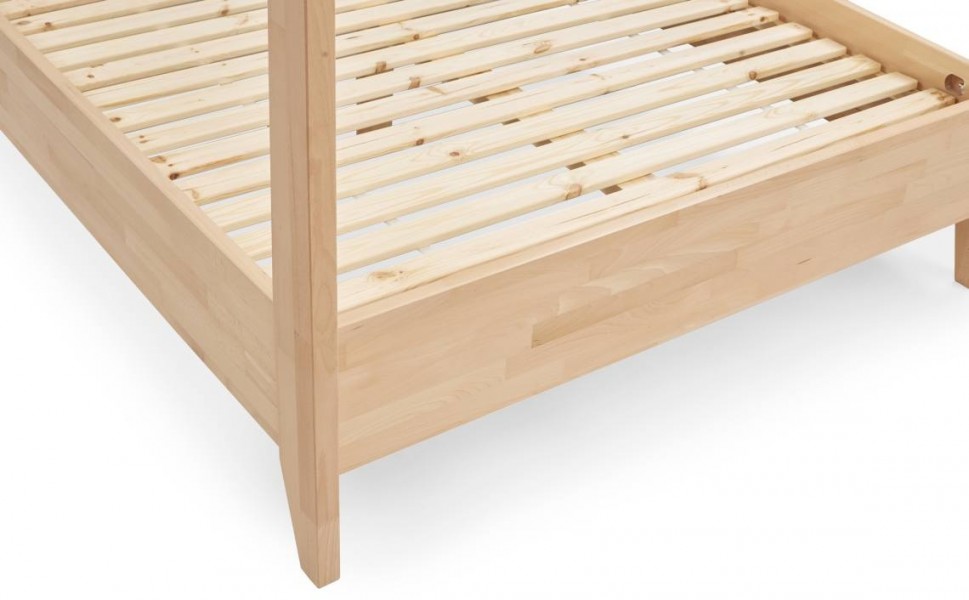 Bukowe łóżko sypialniane ze stelażem na baldachim Canopy