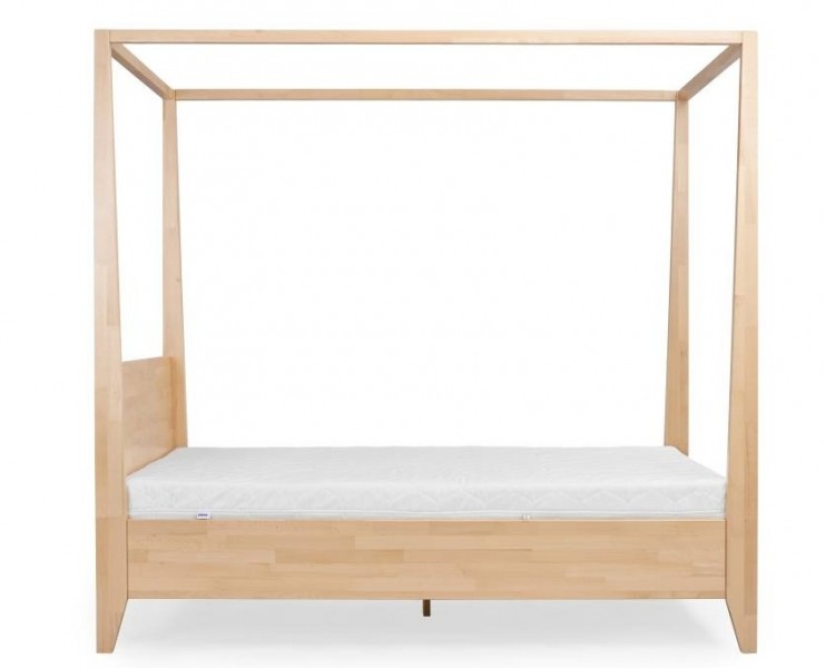 Bukowe łóżko sypialniane ze stelażem na baldachim Canopy