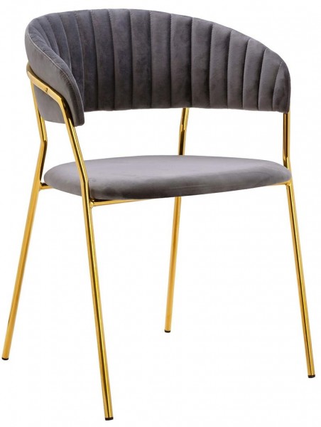Aksamitne krzesło w stylu glamour na złotym stelażu Margo