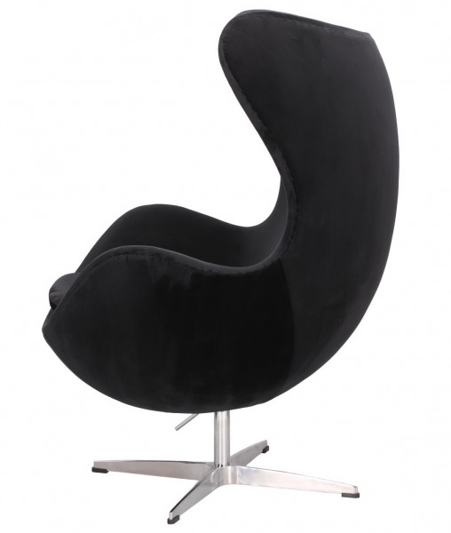 Designerski fotel uszak Jajo Velvet na srebrnej podstawie, insp. Egg