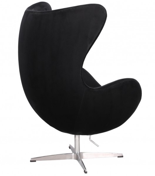 Designerski fotel uszak Jajo Velvet na srebrnej podstawie, insp. Egg