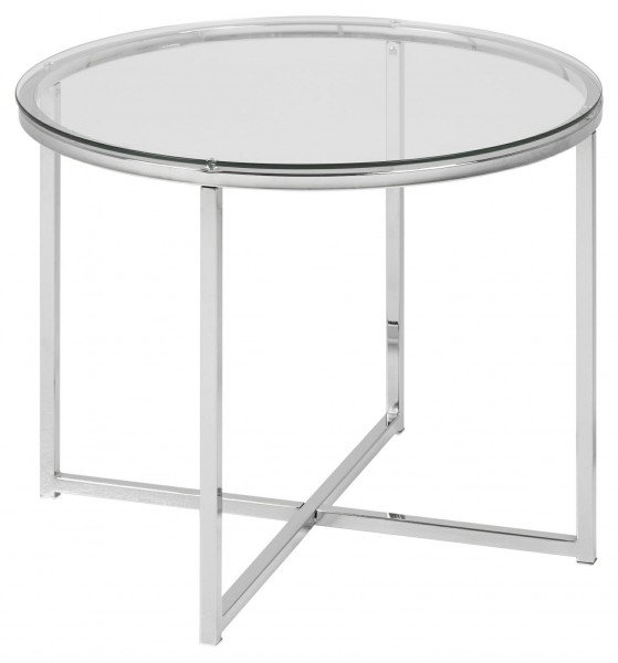 Okrągły stolik kawowy ze szklanym blatem Cross Actona transparentny/chrom