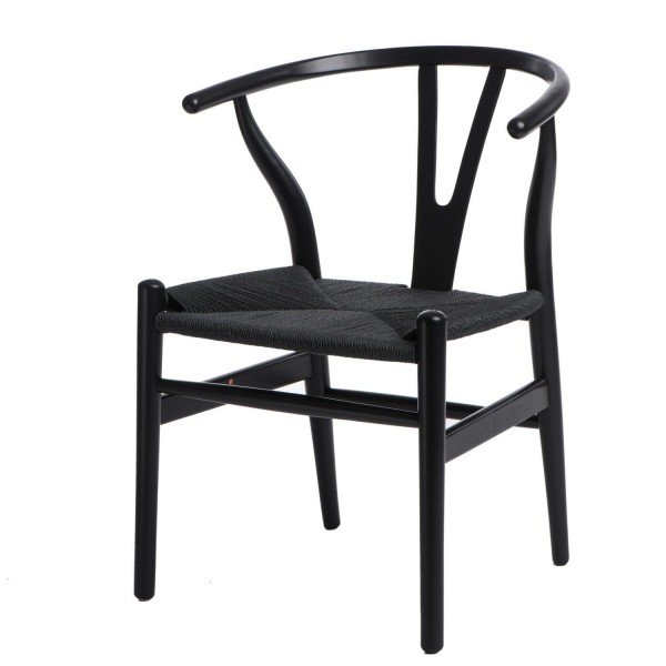 Drewniane krzesło do jadalni Wicker czarne