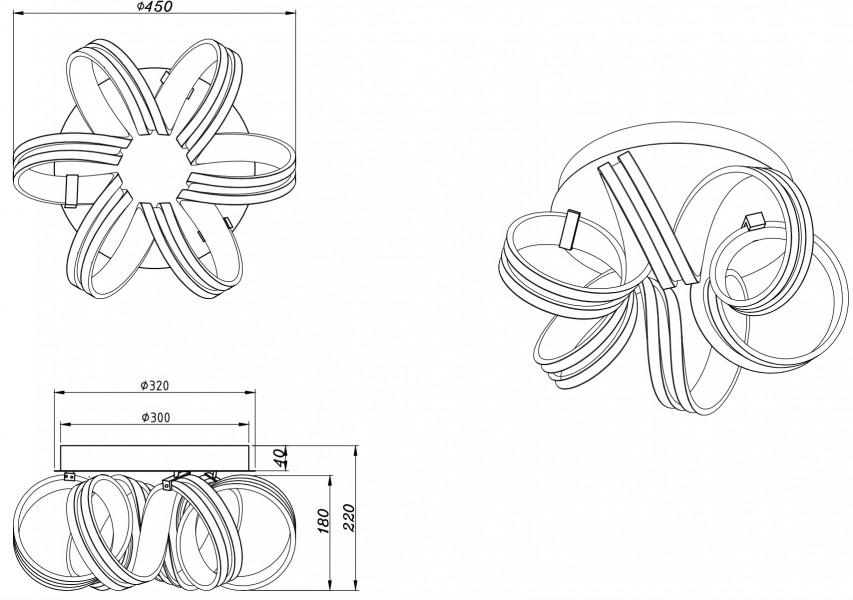 Designerski plafon sufitowy Carrera