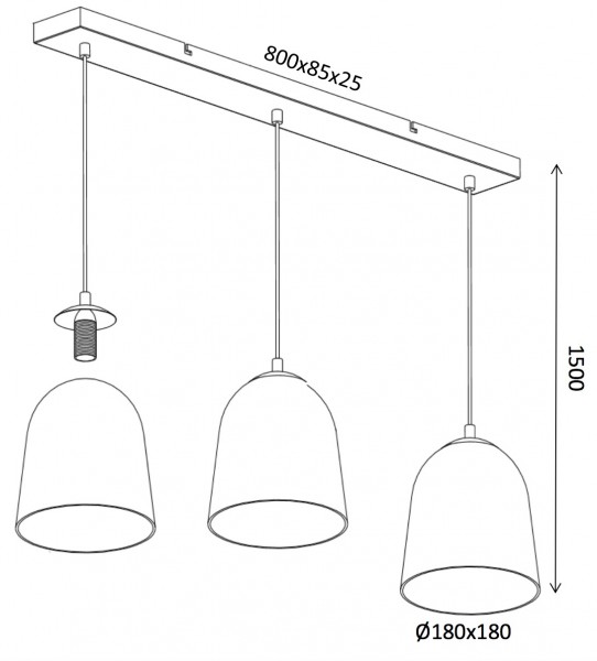 Lampa jadalniana z trzema kloszami Ontairo