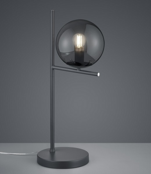 Nowoczesna lampa stołowa z dymionym kloszem szklanym Pure