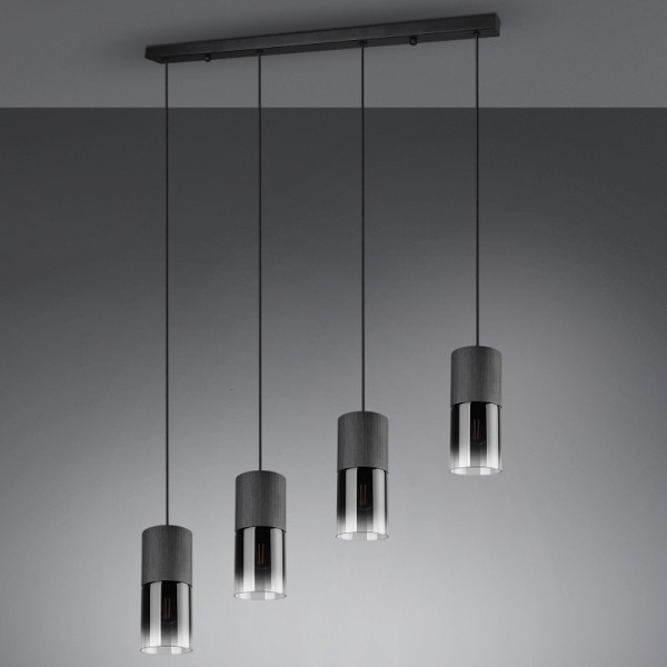 Wisząca lampa z czterema kloszami w kształcie walca Robin