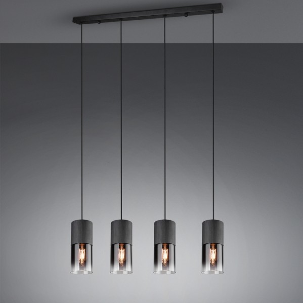 Wisząca lampa z czterema kloszami w kształcie walca Robin