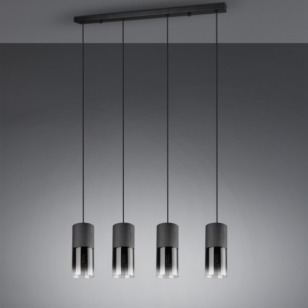 Wisząca lampa z czterema kloszami w kształcie walca Robin