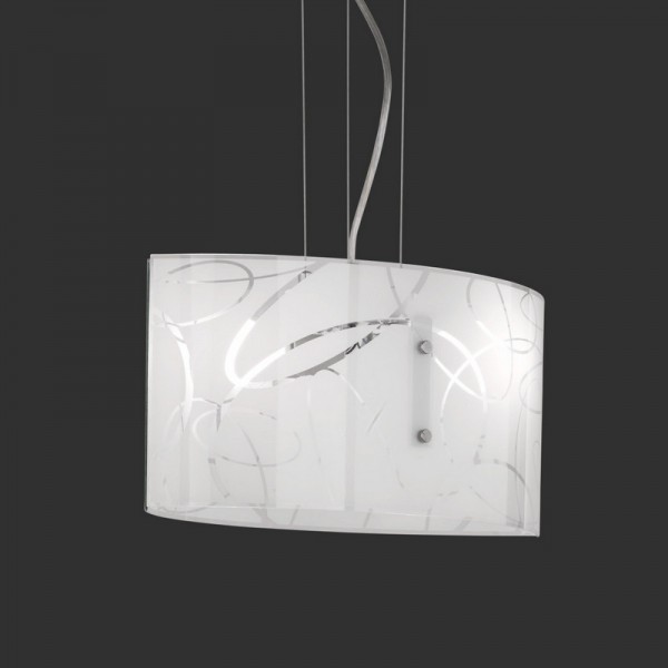 Wisząca lampa ze szklanym kloszem z nadrukiem Spirelli
