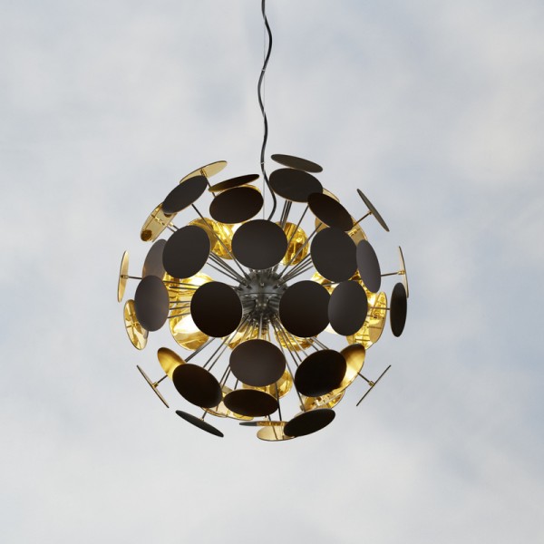 Czarna lampa wisząca z designerskimi krążkami Discalgo