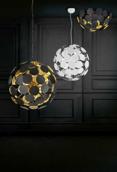 Czarna lampa wisząca z designerskimi krążkami Discalgo