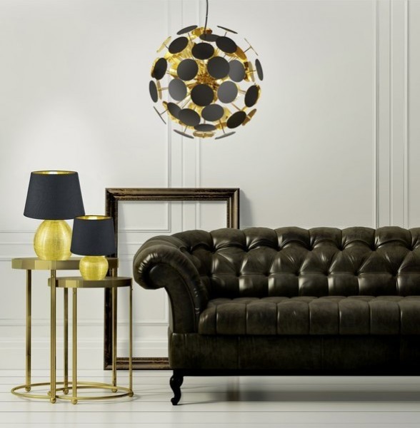 Czarna lampa wisząca z designerskimi krążkami Discalgo