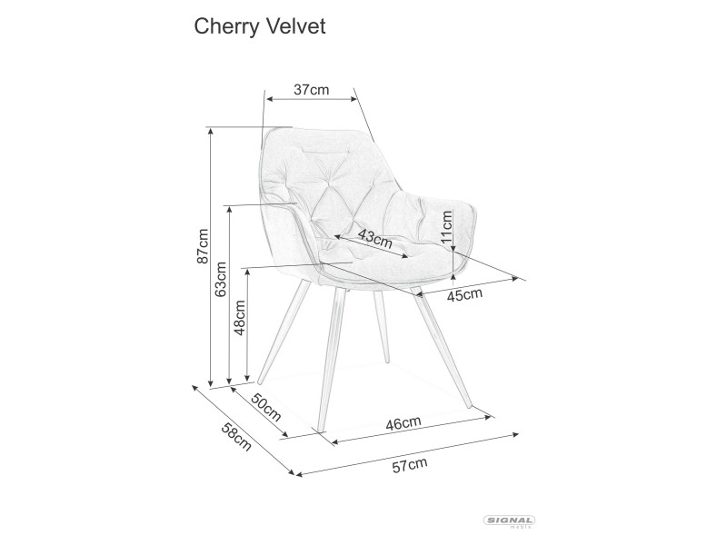 Pikowane krzesło Cherry Velvet tapicerowane aksamitną tkaniną