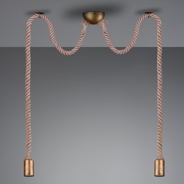 Podwójna lampa wisząca bez klosza na sznurze Rope