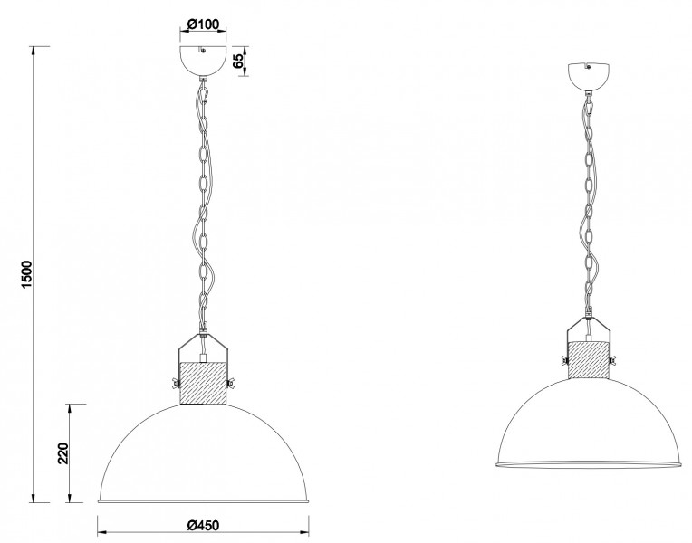 Rustykalna lampa wisząca z metalowym kloszem Delhi