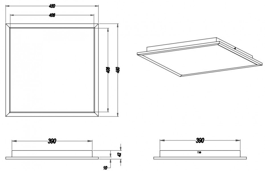 Kwadratowy plafon ledowy Phoenix 45 w stylu minimalistycznym