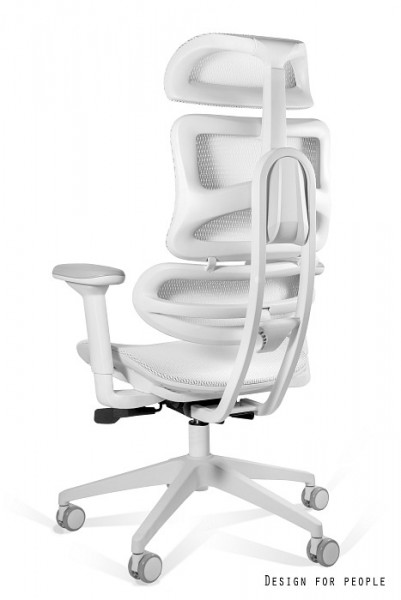 Ergonomiczny fotel do biura Ergotech biały, zgodny z normą BHP