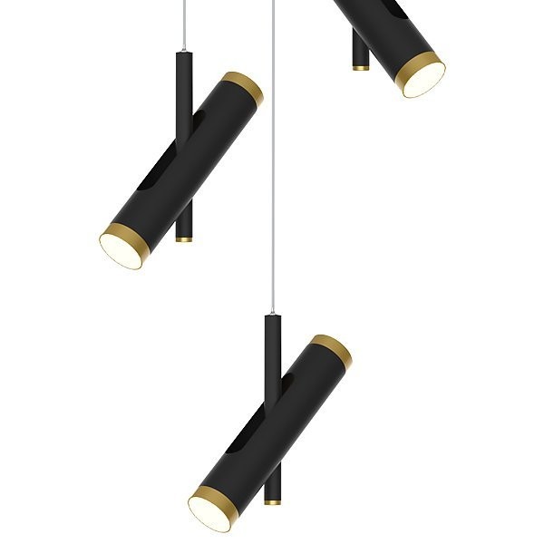 Czarna lampa wisząca z trzema wąskimi kloszami Lunette 3
