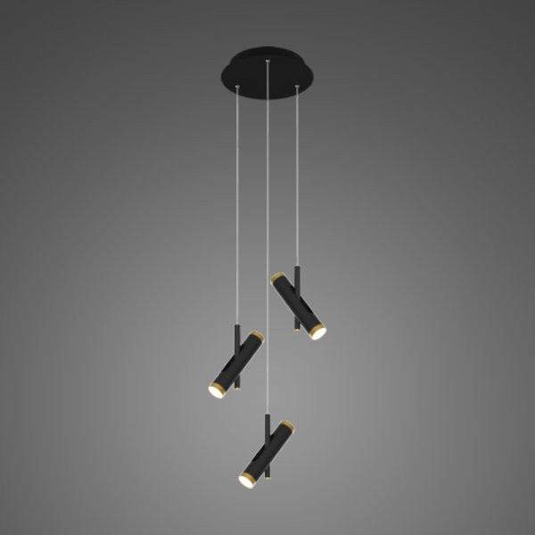 Czarna lampa wisząca z trzema wąskimi kloszami Lunette 3