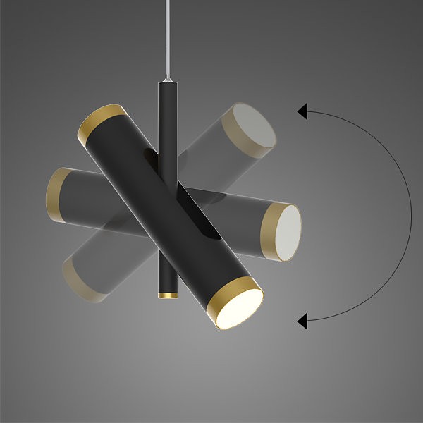 Czarna lampa wisząca z trzema wąskimi kloszami Lunette 3
