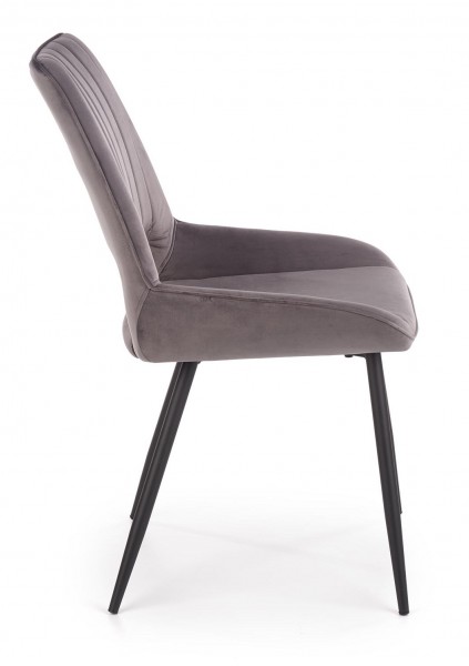 Krzesło z tapicerowanym siedziskiem i oparciem na metalowych nogach K404