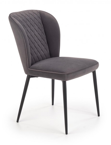 Pikowane krzesło na skośnych nogach w stylu glamour K399