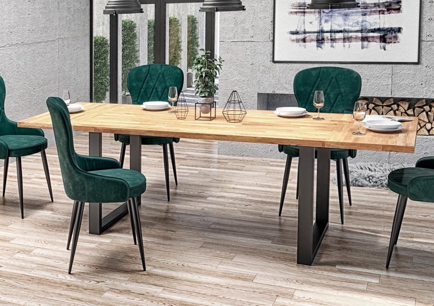 Nierozkładany stół na płozach w stylu industrialnym Radus 160/90 dąb lity