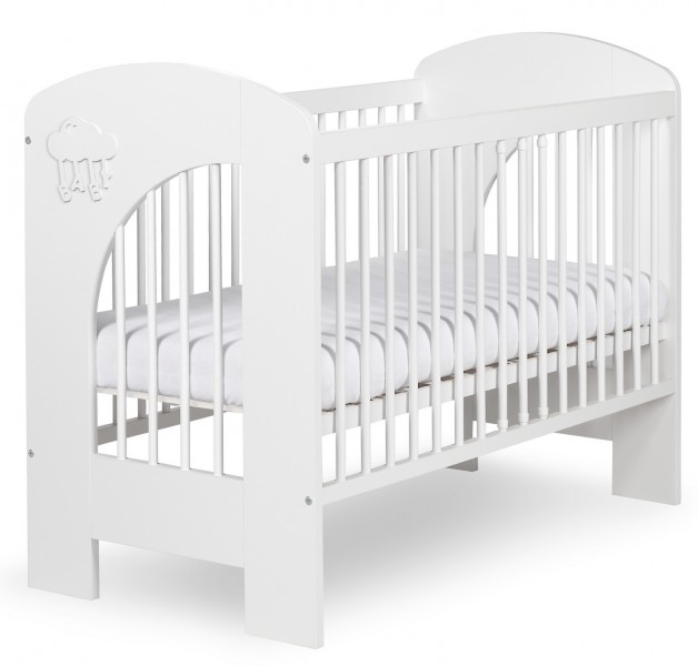 Białe łóżeczko niemowlęce Nel Chmurka z wyjmowanymi szczebelkami
