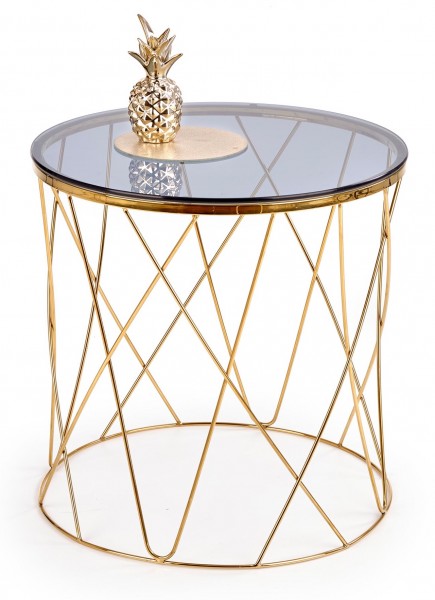 Okrągły stolik pomocniczy z szklanym blatem w stylu glamour Selena