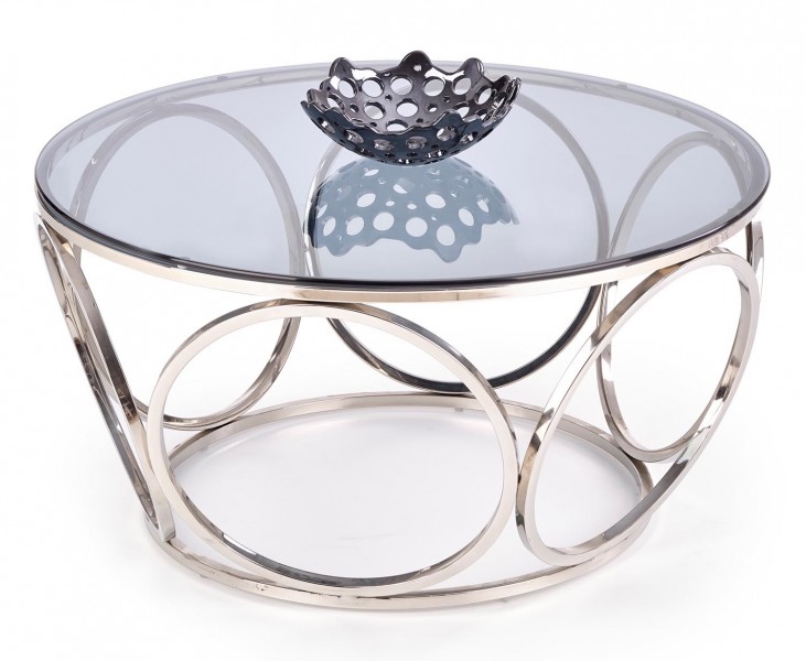 Okrągły stolik kawowy ze szklanym blatem w stylu glamour Venus Halmar