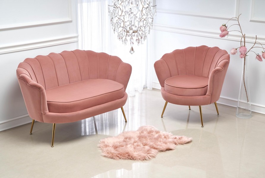 Tapicerowana sofa z oparciem w kształcie muszli Amorinito XL
