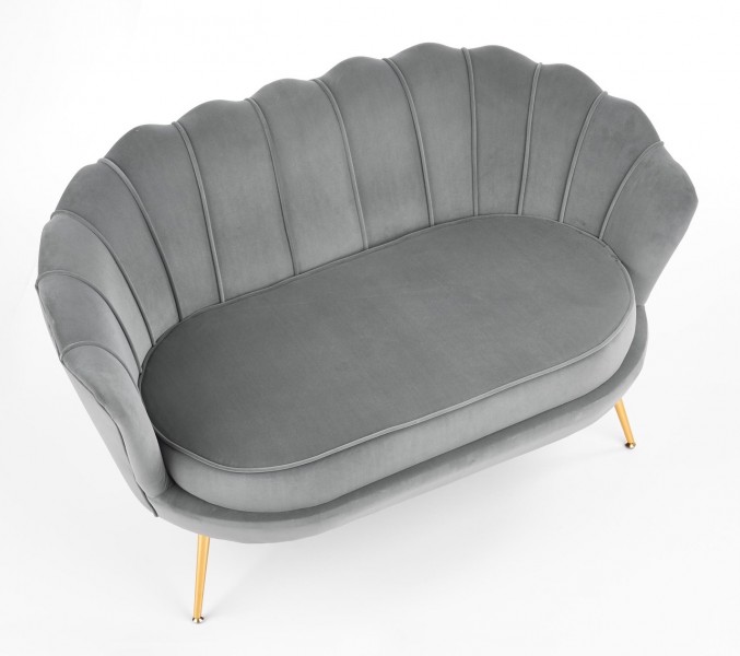 Tapicerowana sofa z oparciem w kształcie muszli Amorinito XL