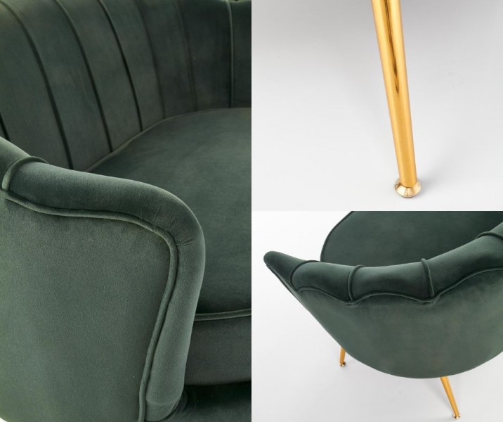 Tapicerowana sofa z oparciem w kształcie muszli Amorinito XL