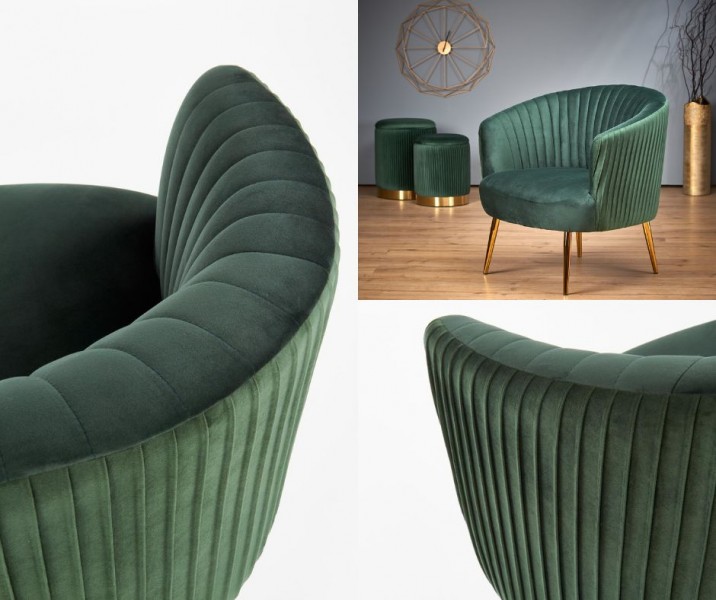 Tapicerowany fotel w stylu glamour Crown