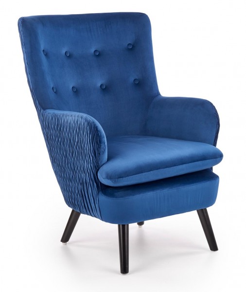 Wypoczynkowy fotel tapicerowany w stylu glamour Ravel Halmar