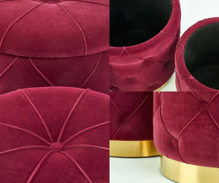 Zestaw 2 puf tapicerowanych tkaniną w stylu glamour Polly