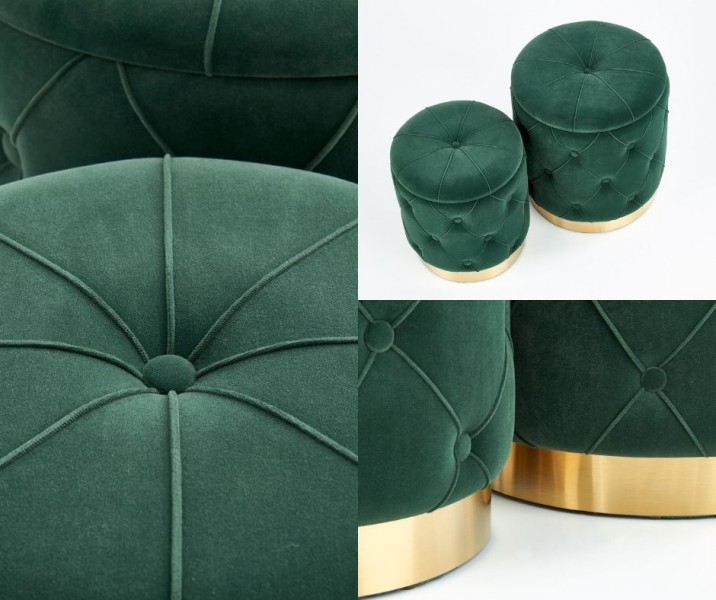 Zestaw 2 puf tapicerowanych tkaniną w stylu glamour Polly