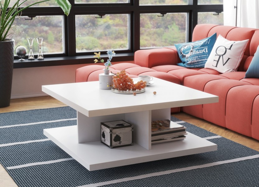 Stolik kawowy Grafi 80x80 biały mat