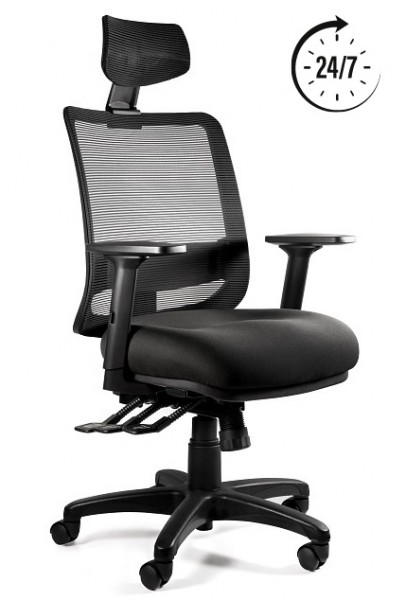 Krzesło do biura z zagłówkiem Saga Plus czarny / tkanina BL418