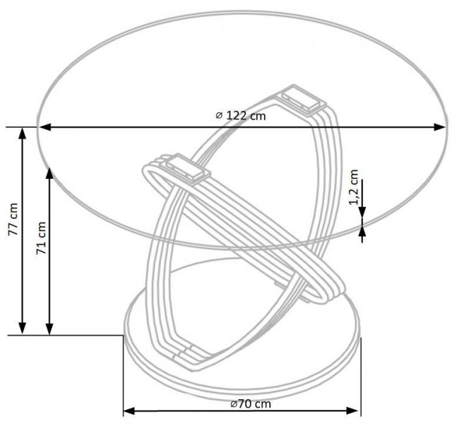 Designerski stół ze szklanym blatem Optico