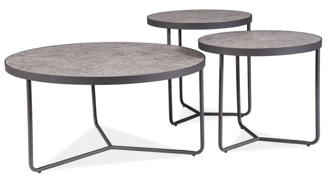 Zestaw trzech stolików salonowych Demeter efekt betonu