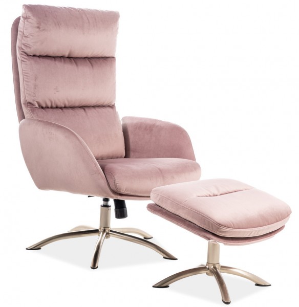 Elegancki fotel wypoczynkowy z podnóżkiem Monroe Velvet
