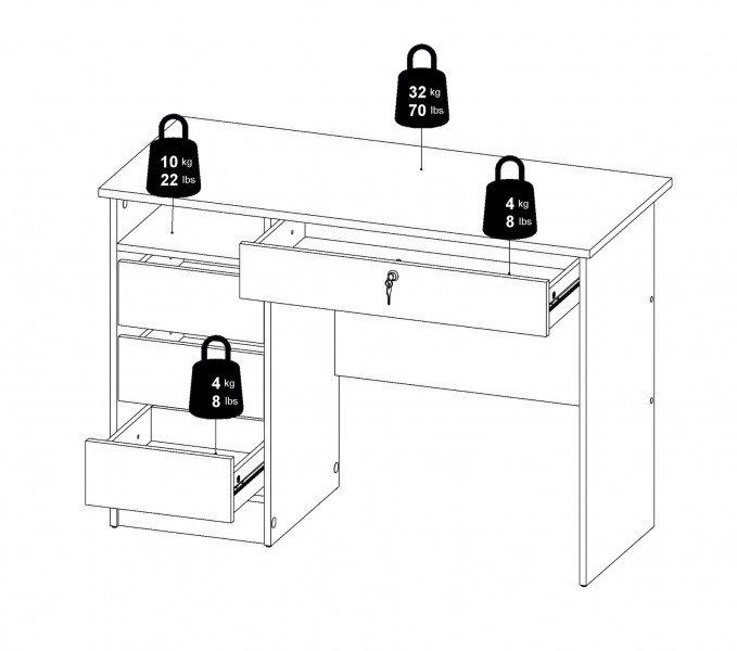 Biurko z szufladami Function 4S biały