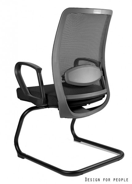 Krzesło biurowe z podłokietnikami na płozach Anggun Skid BL418 Black