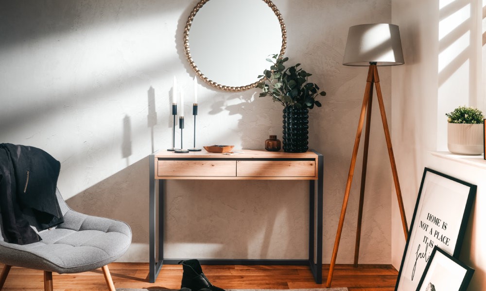 Konsola w stylu industrialnym z szufladami Denver