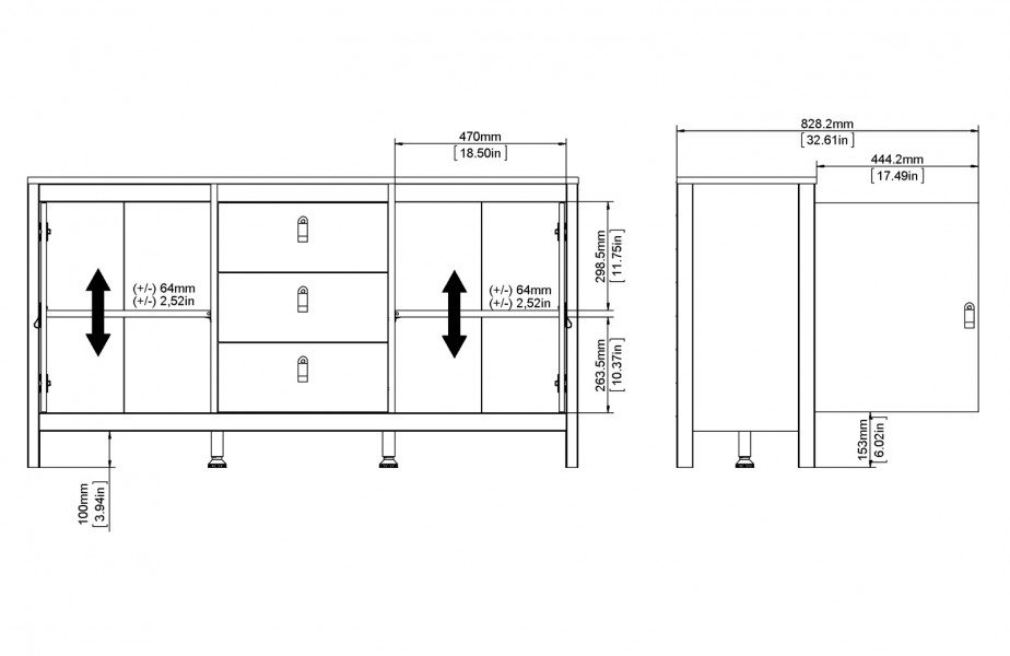 Komoda pokojowa w kolorze czarnym Madrid 3+2