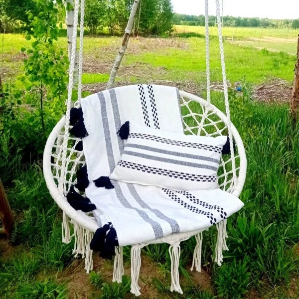 Fotel wiszący z plecionej liny Nido bocianie gniazdo