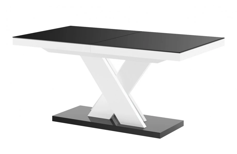 Nowoczesny stół z czarnym blatem na białej nodze Xenon Lux połysk